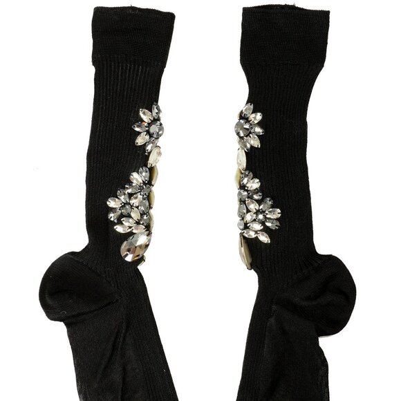 Dolce & Gabbana Black Embroidered Dress Socks sz S